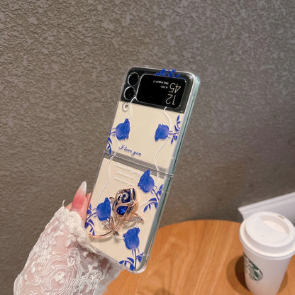 Painted 3D Blue Rose Case for Samsung Galaxy Z Flip