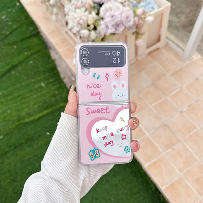 Love Heart Rabbit Mirror Case for Samsung Galaxy Z Flip 7 & 6