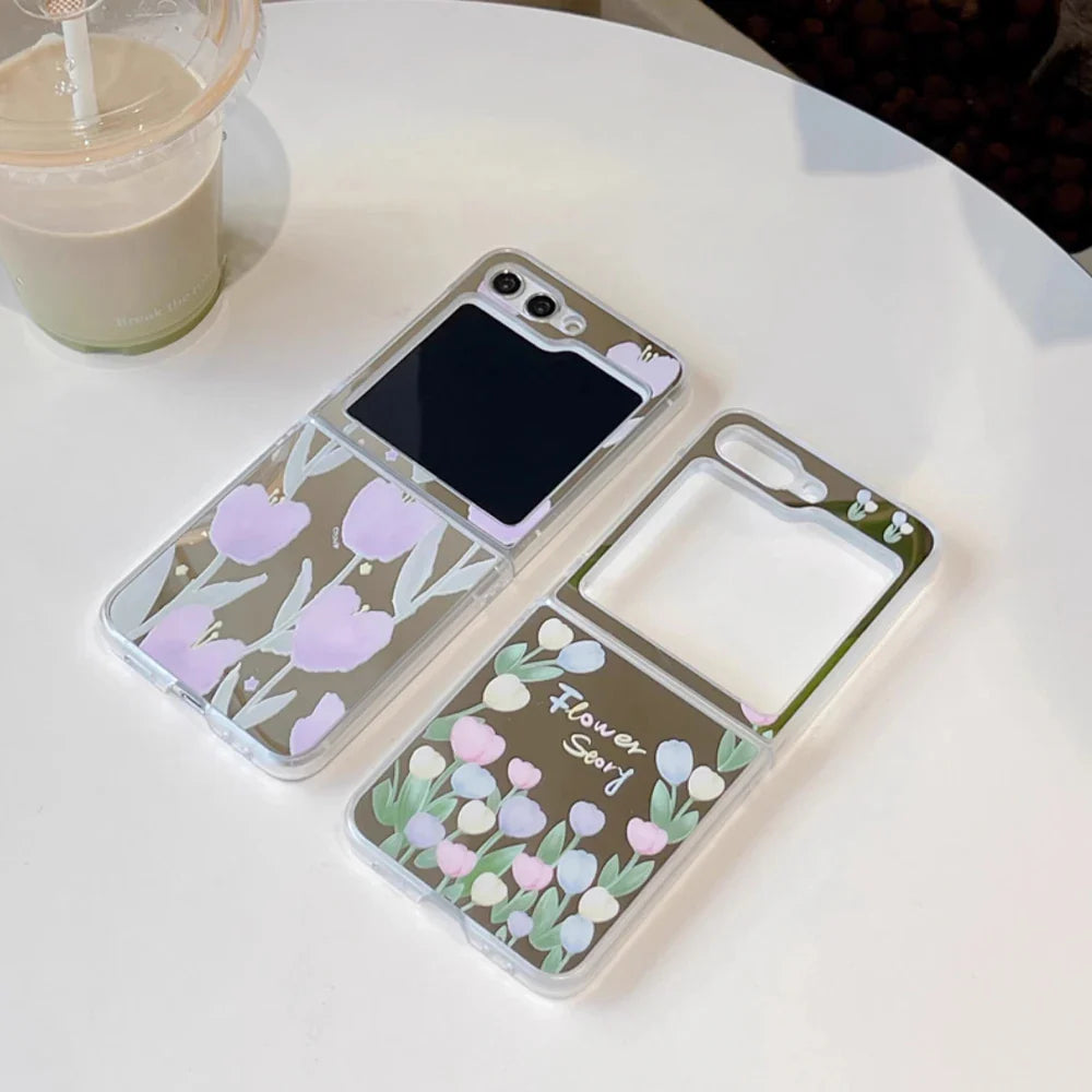 Tulip Flower Mirror Case for Samsung Galaxy Z Flip 4/5/6/7