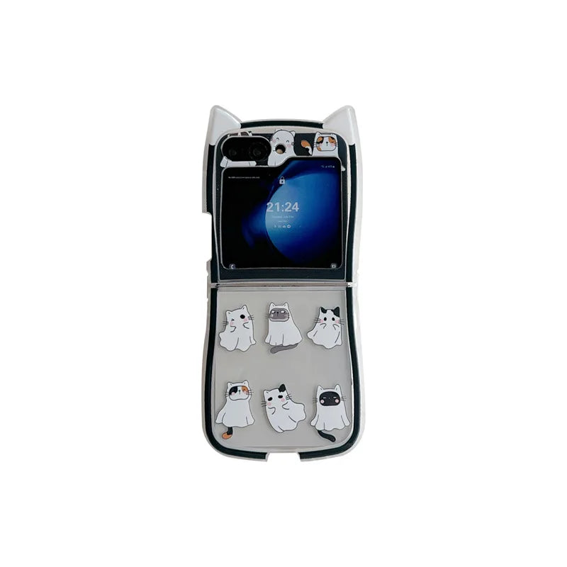 Cute Halloween Cat Ghost Case for Samsung Galaxy Z Flip 4/5/6/7