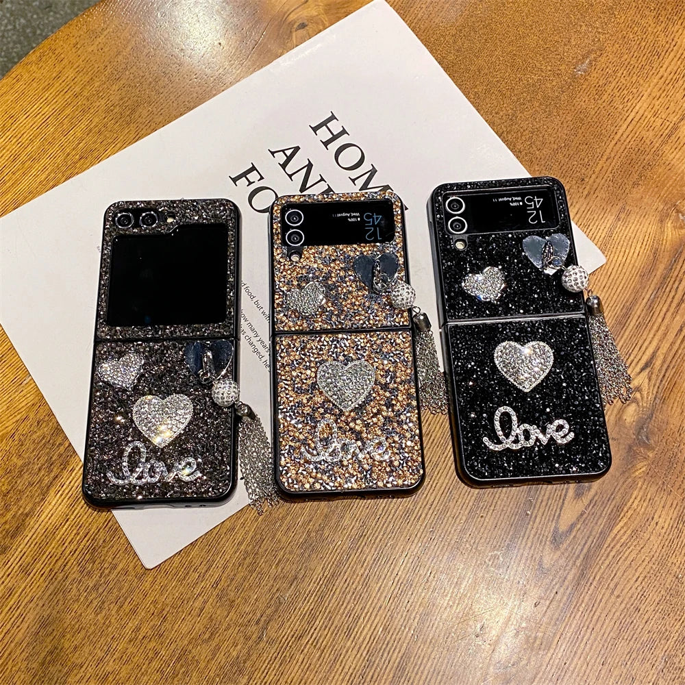 Luxury Heart Diamond Case for Samsung Galaxy Z Flip 7 & 6