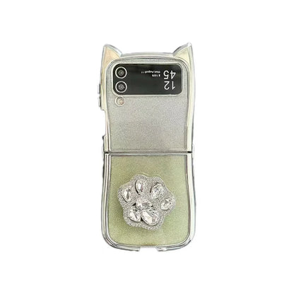 Cute Cat Ear Paw Case For Z Flip