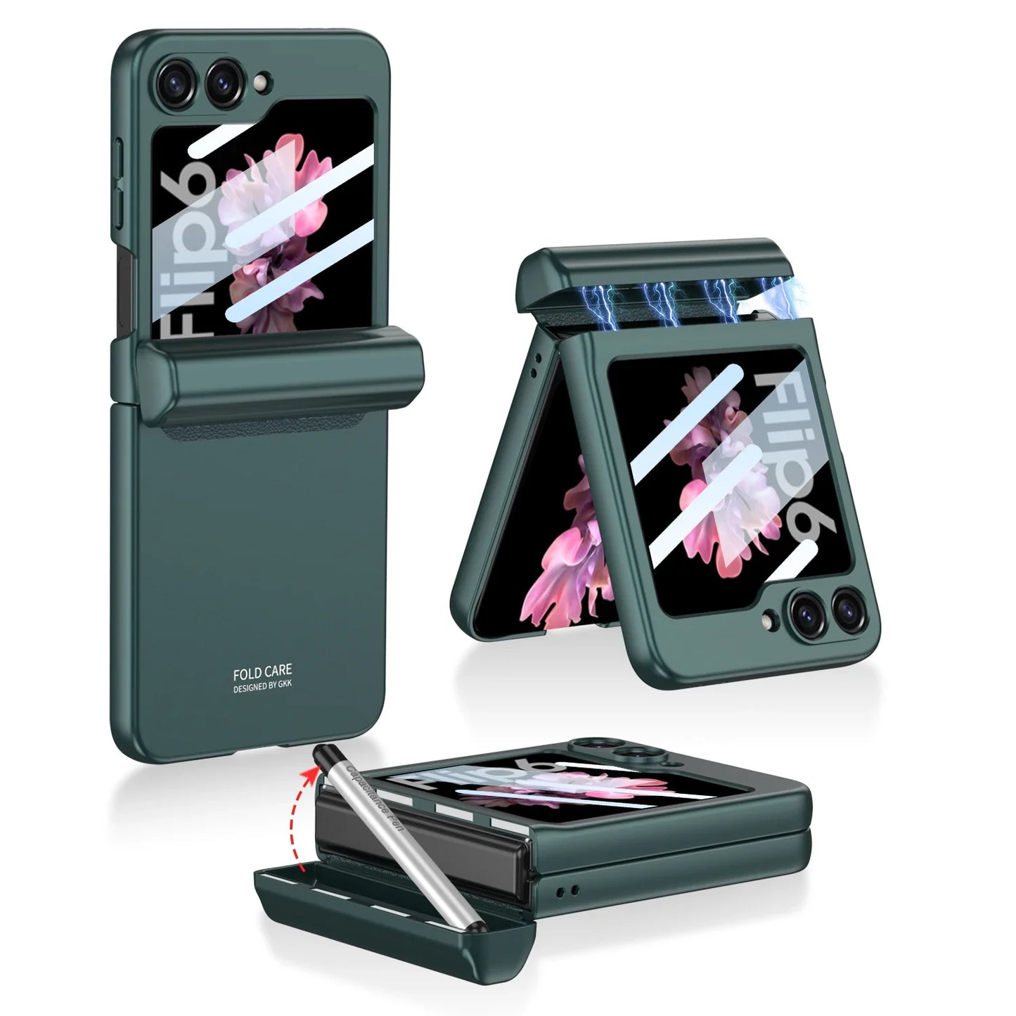 Shockproof Case with Magnetic Hinge Protection and Touch Pen for Samsung Galaxy Z Flip 7 & 6