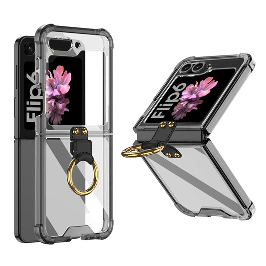 Transparent Shockproof Case with Ring Holder for Samsung Galaxy Z Flip Series