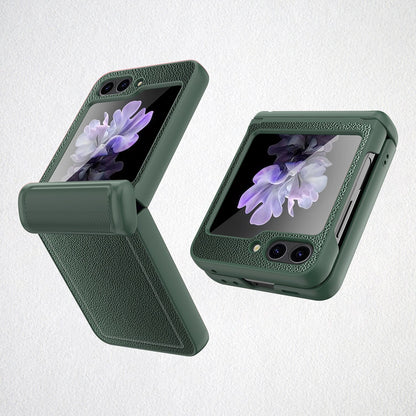 Leather Shockproof Cover with Front Screen Glass For Samsung Galaxy Z Flip