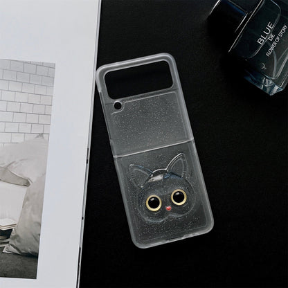 Luxury Cute Cat Transparent Case for Samsung Galaxy Z Flip 4
