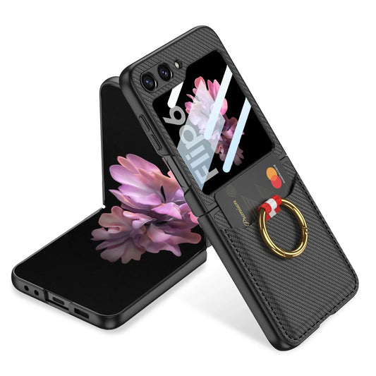 Leather Case with Ring Holder for Samsung Galaxy Z Flip Series