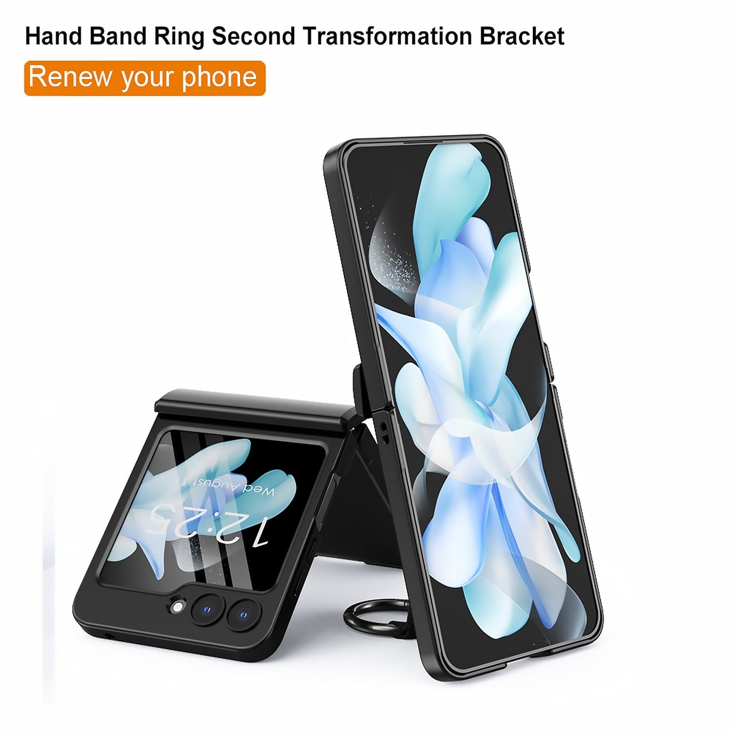 Full Protection Matte Case With Ring Bracket For Samsung Galaxy Z Flip 5 & 4