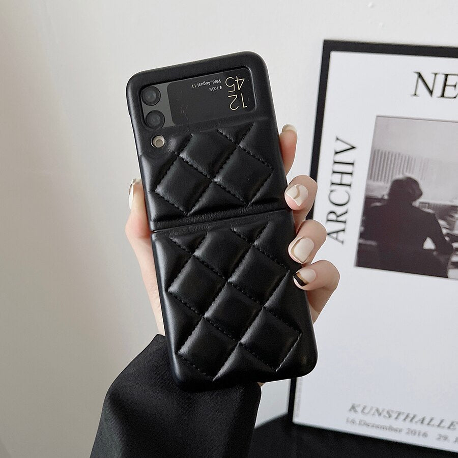 New Fashion Lattice Down Jacket Phone Case For Samsung Galaxy Z Flip Series