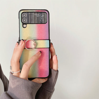 Rainbow Pink Case with Ring Holder for Samsung Galaxy Z Flip 3 & 4
