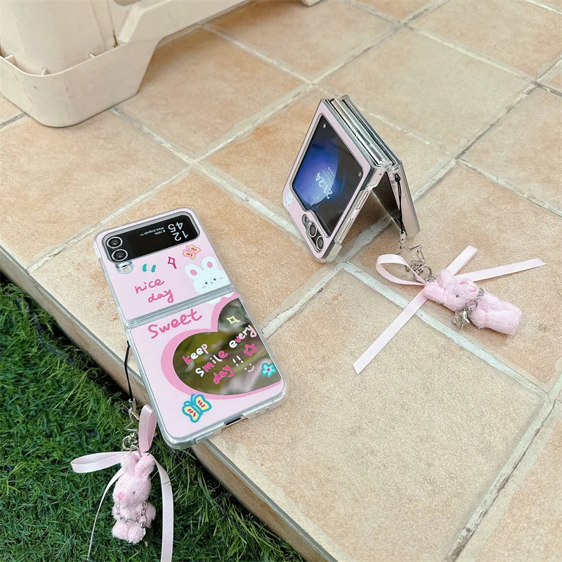 Love Heart Rabbit Mirror Case for Samsung Galaxy Z Flip 7 & 6