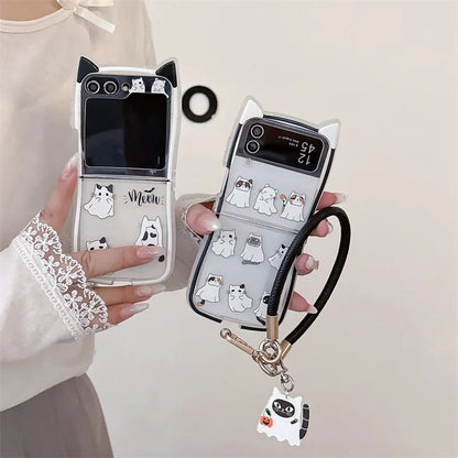 Cute Halloween Cat Ghost Case for Samsung Galaxy Z Flip 4/5/6/7