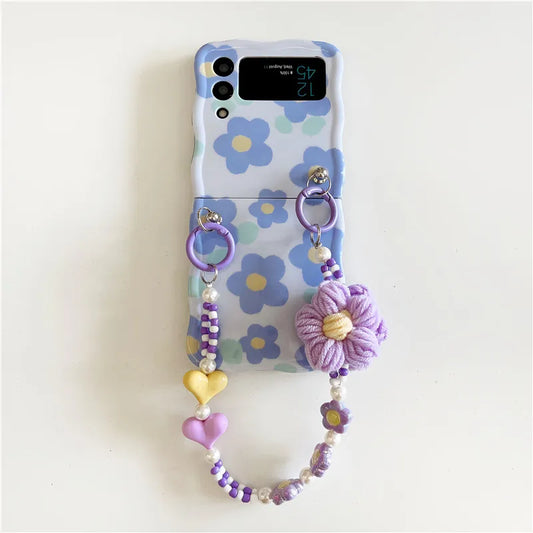 Cute Blue Flower Case for Samsung Galaxy Z Flip 7 & 6