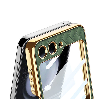 Leather Pattern Case with Ring Holder Bracket for Samsung Galaxy Z Flip Series