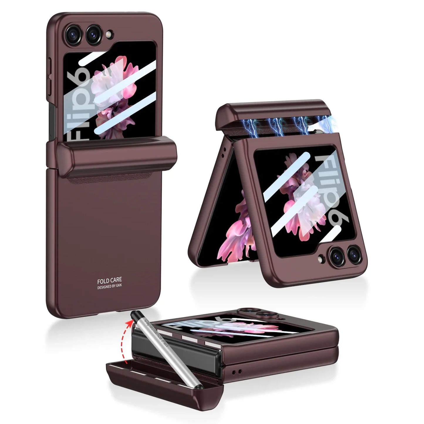 Shockproof Case with Magnetic Hinge Protection and Touch Pen for Samsung Galaxy Z Flip 7 & 6