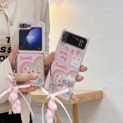 Love Heart Rabbit Mirror Case for Samsung Galaxy Z Flip 7 & 6