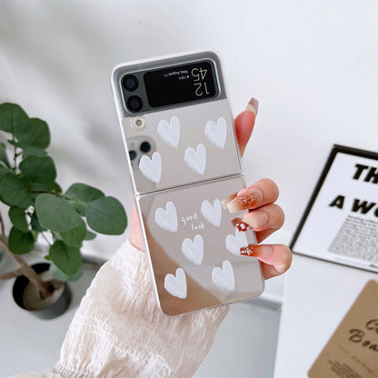 Luxury White Heart Mirror Case for Samsung Galaxy Z Flip Series