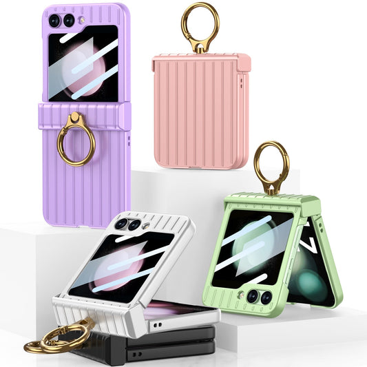 Shockproof Case With Ring Bracket & Screen Protective For Samsung Galaxy Z Flip Series