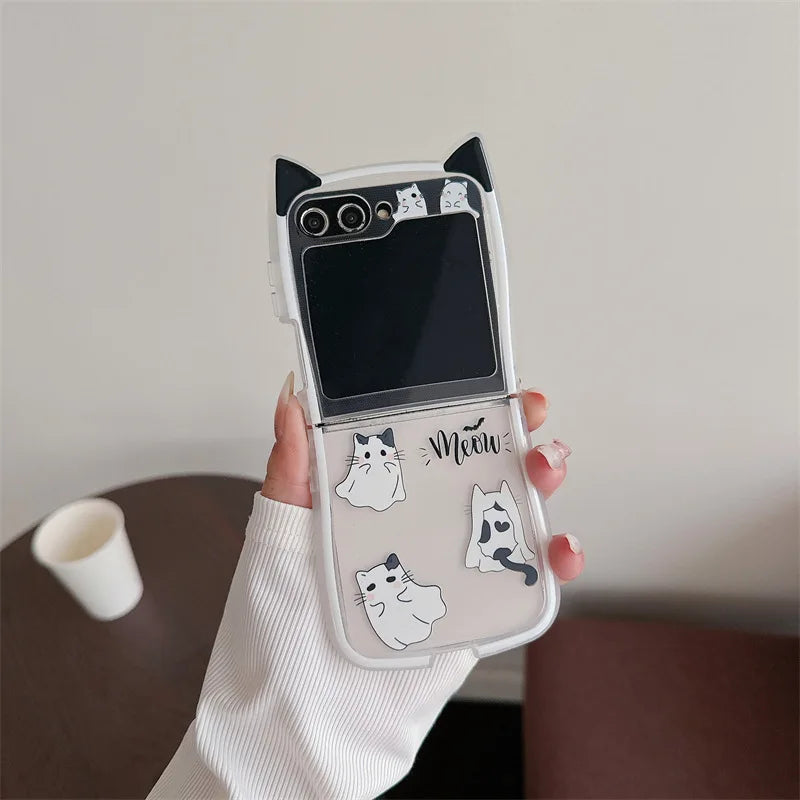 Cute Halloween Cat Ghost Case for Samsung Galaxy Z Flip 4/5/6/7
