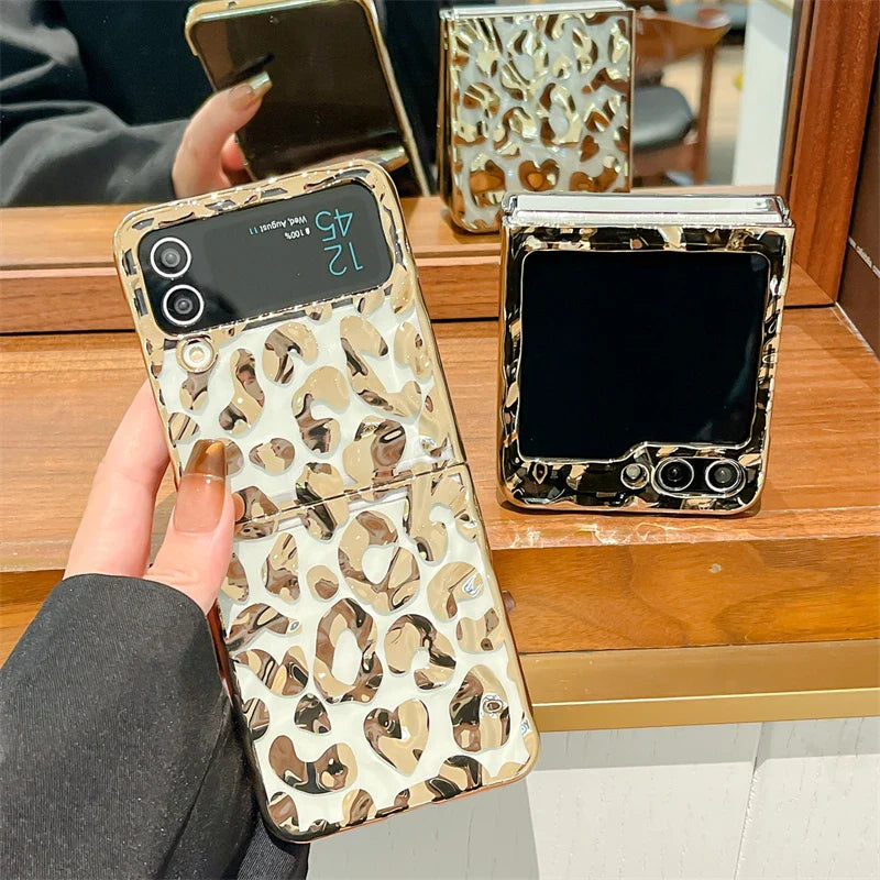 Luxury Leopard Print Phone Case for Samsung Galaxy Z Flip 4/5/6/7