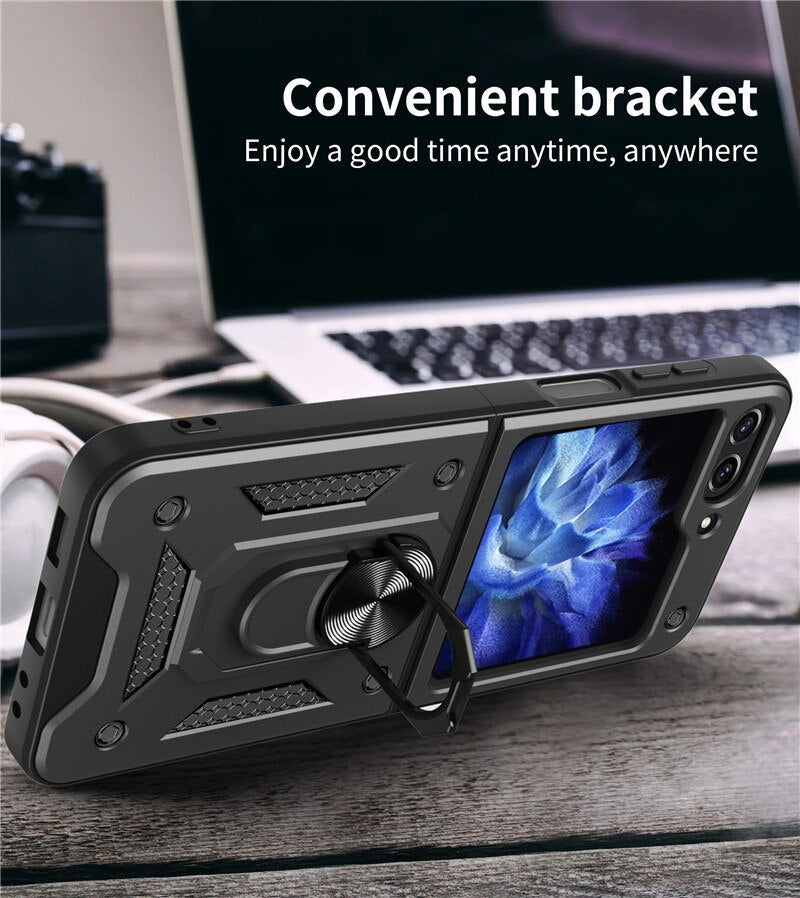 Armor Magnetic With Stand Holder Ring Case For Samsung Galaxy Z FLIP Series
