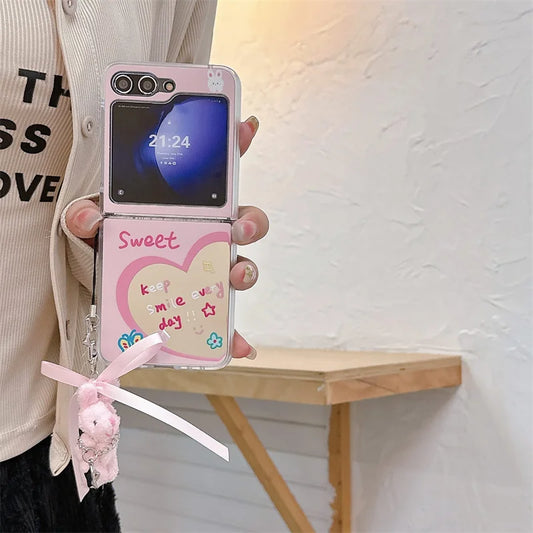 Love Heart Rabbit Mirror Case for Samsung Galaxy Z Flip 7 & 6