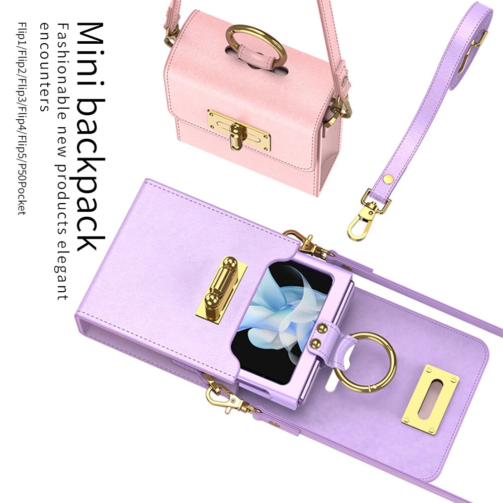 Leather Crossbody Bag Case for Samsung Galaxy Z Flip