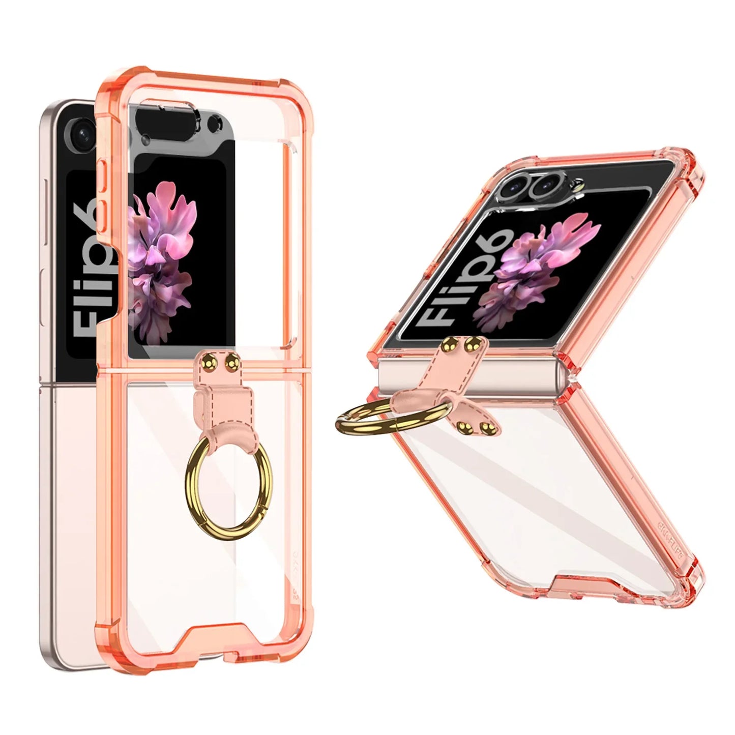 Transparent Shockproof Case with Ring Holder for Samsung Galaxy Z Flip Series