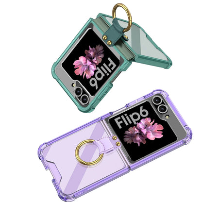Transparent Shockproof Case with Ring Holder for Samsung Galaxy Z Flip Series