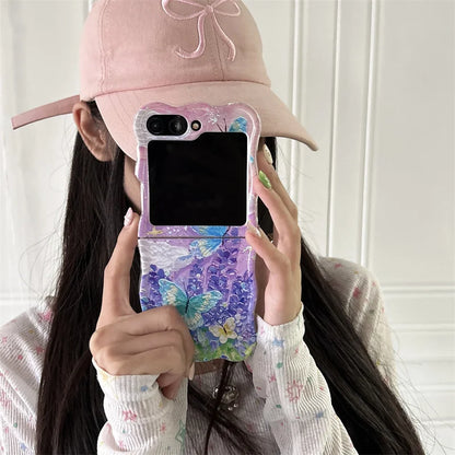 Cute Moon Butterfly Bracelet Phone Case for Samsung Galaxy Z Flip 4/5/6/7