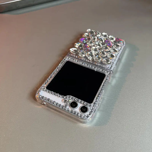 Bling Diamond Flower Bear Case for Samsung Galaxy Z Flip 4/5/6/7