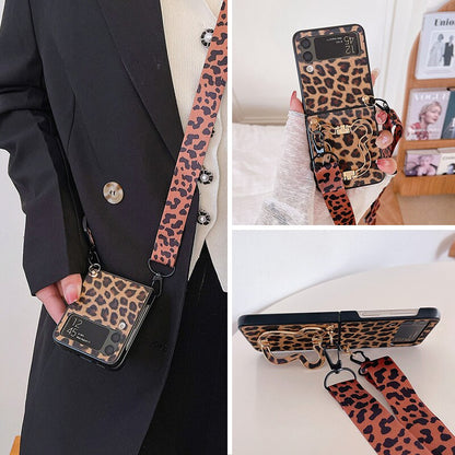Crossbody Leopard Case with Bracket Holder For Samsung Galaxy Z Flip
