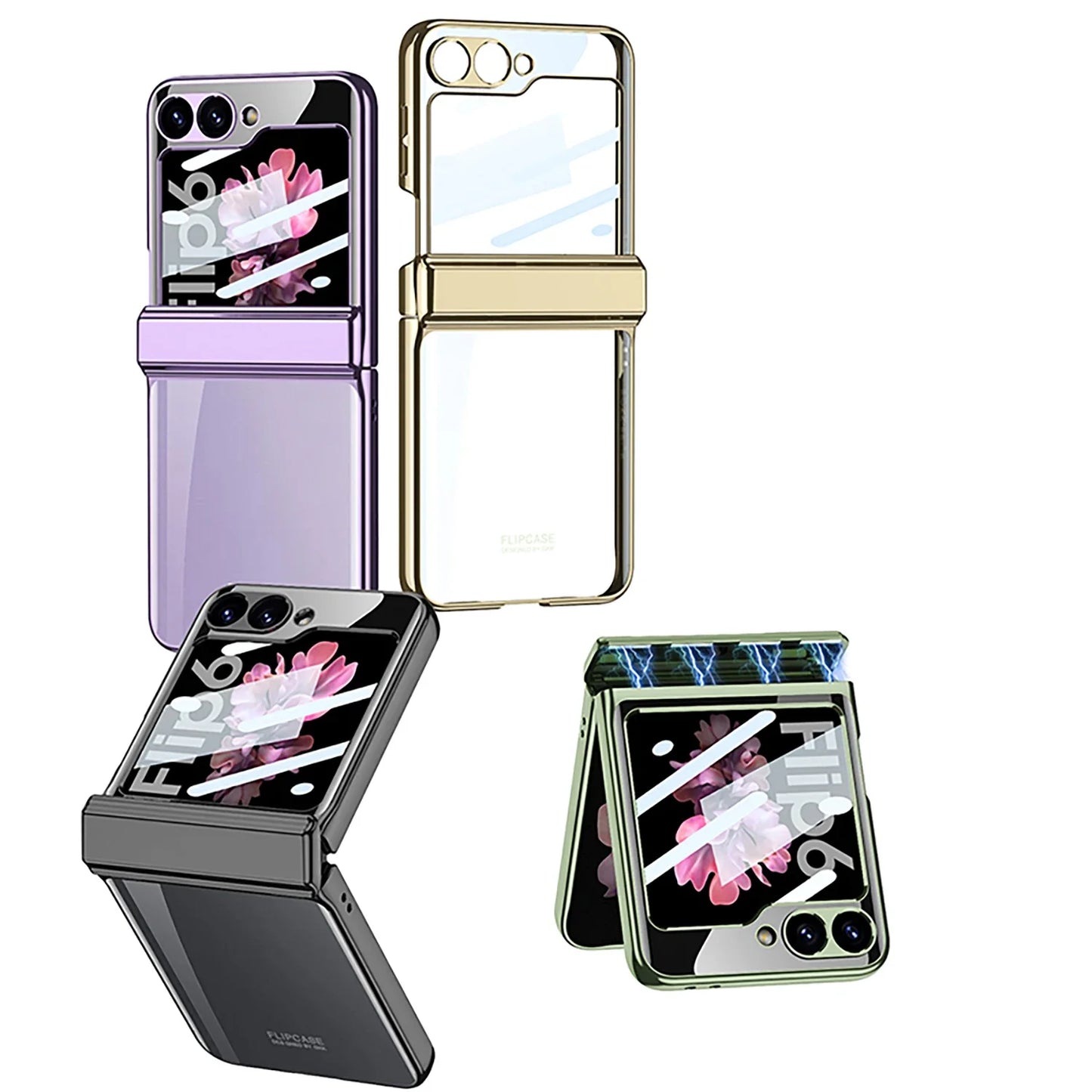 Transparent Case with Magnetic Hinge Protection for Samsung Galaxy Z Flip Series