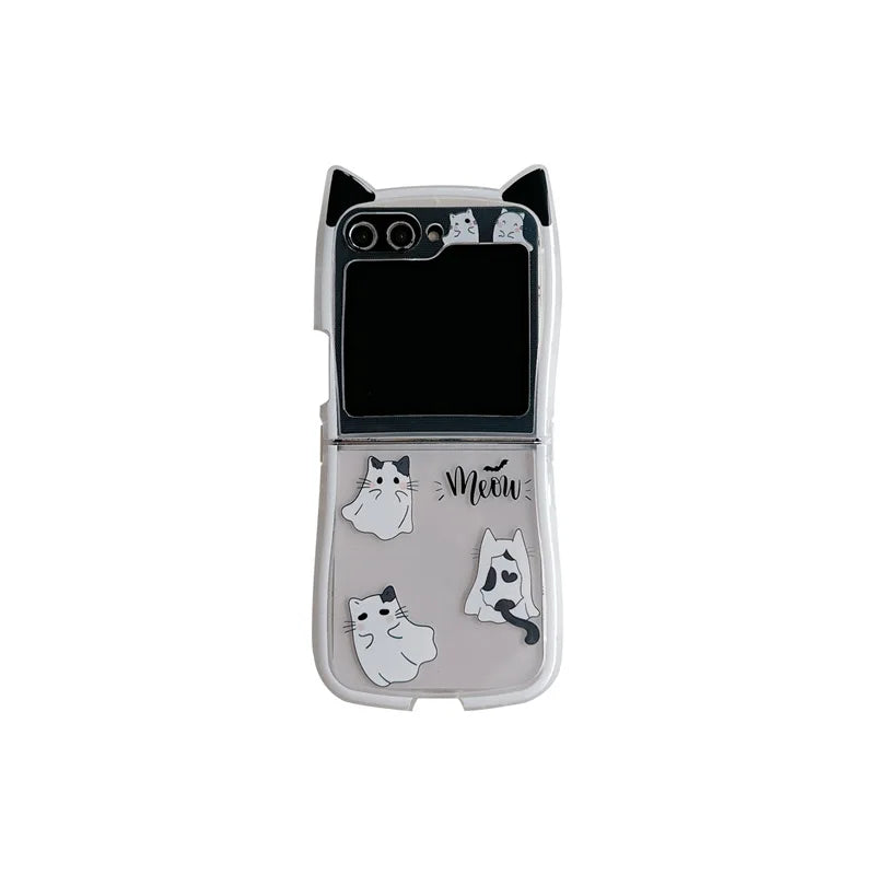 Cute Halloween Cat Ghost Case for Samsung Galaxy Z Flip 4/5/6/7