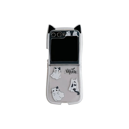 Cute Halloween Cat Ghost Case for Samsung Galaxy Z Flip 4/5/6/7
