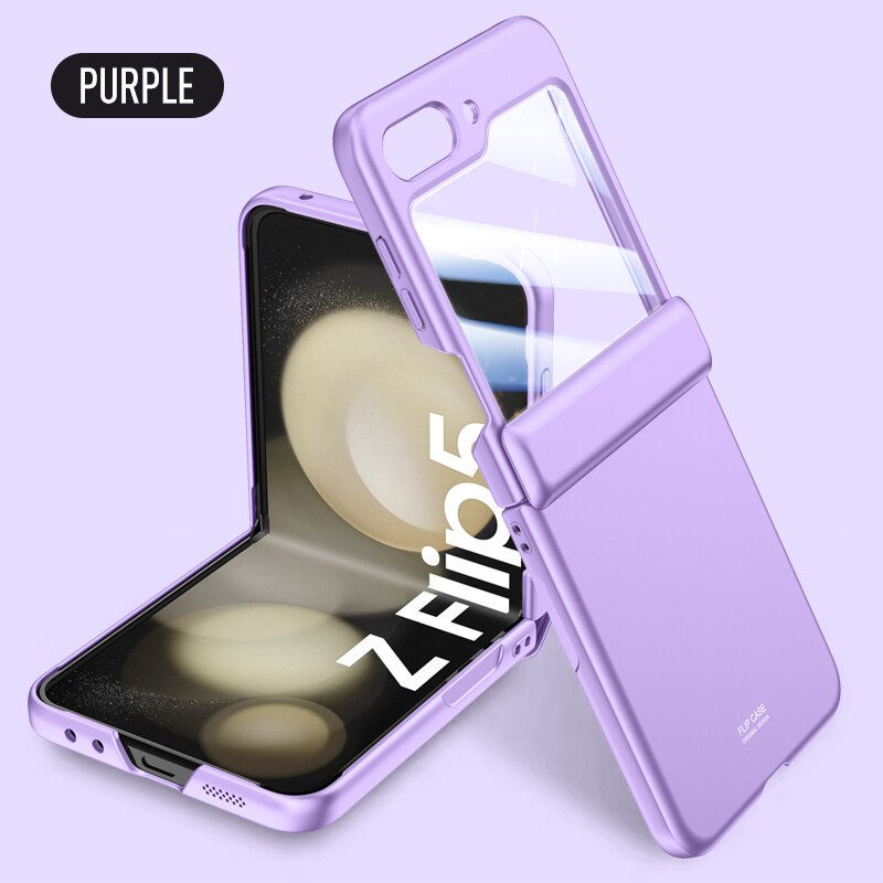 Shockproof Matte Case with Front Screen Glass For Samsung Galaxy Z Flip
