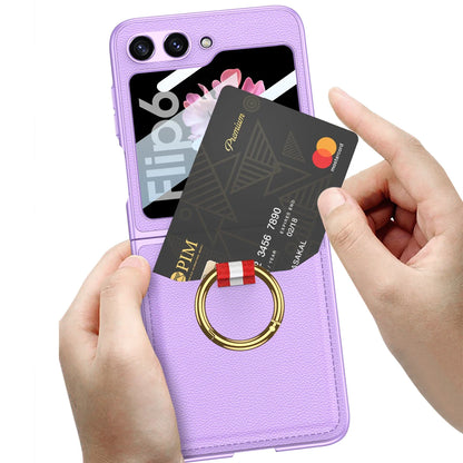 Leather Case with Ring Holder for Samsung Galaxy Z Flip Series