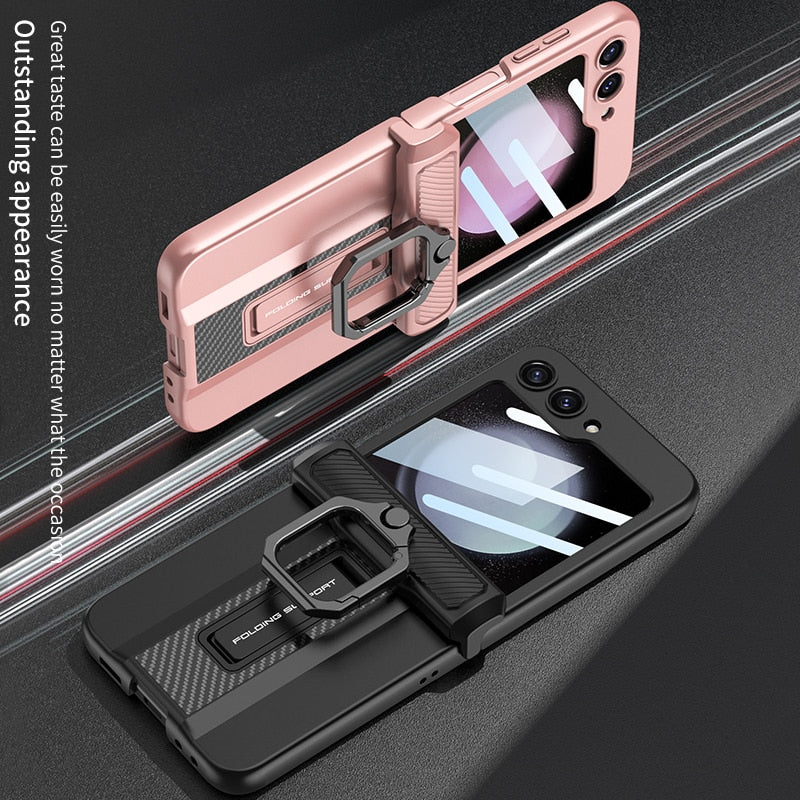 Armor Case with Ring Holder Magnetic Hinge Protective For Samsung Galaxy Z Flip  Series