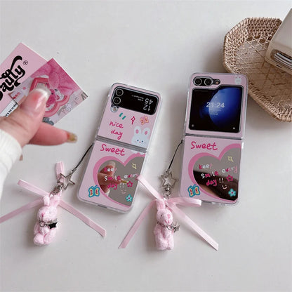 Love Heart Rabbit Mirror Case for Samsung Galaxy Z Flip 7 & 6