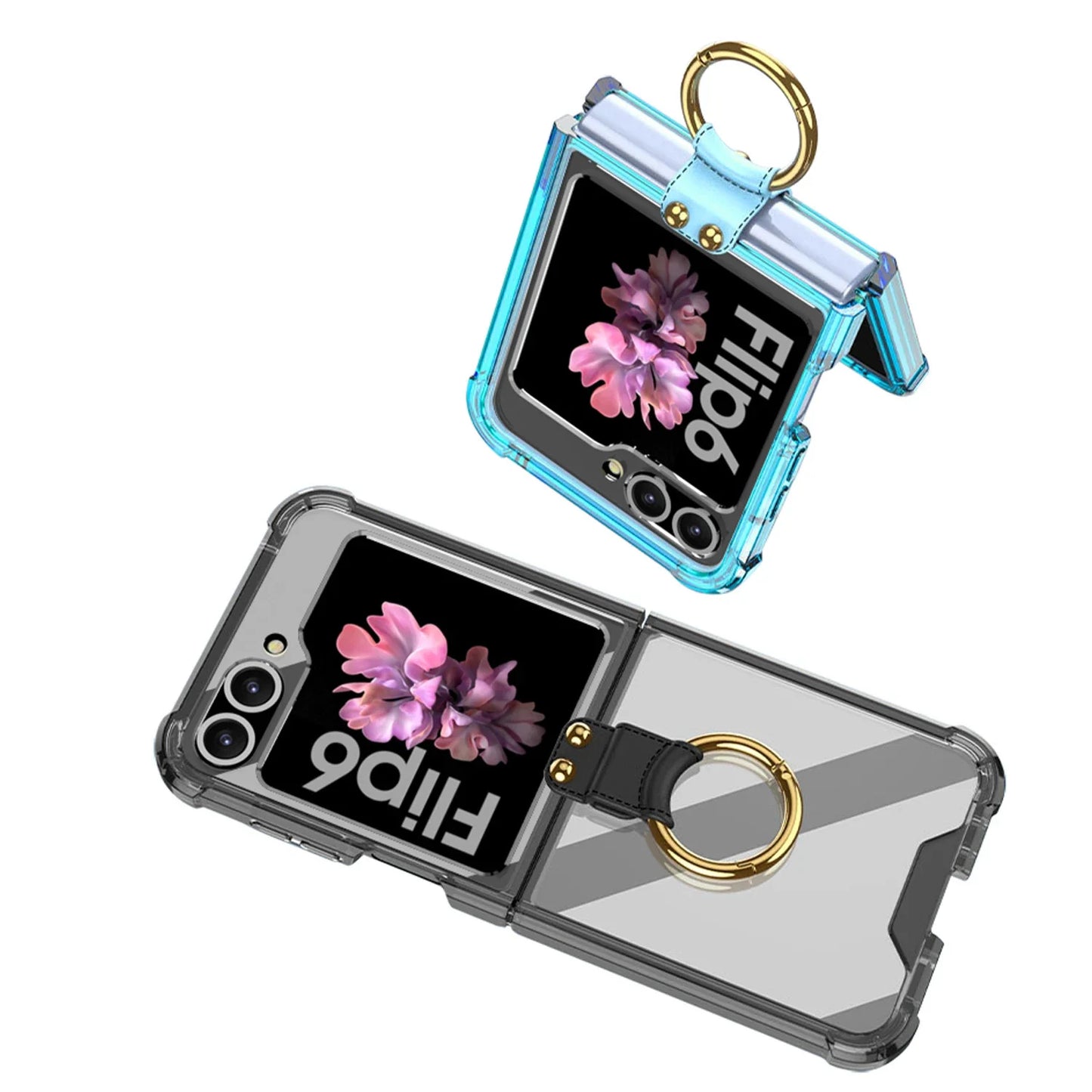 Transparent Shockproof Case with Ring Holder for Samsung Galaxy Z Flip Series