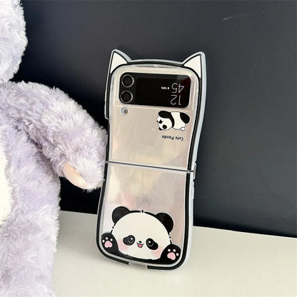Cute Panda Cat Ears Phone Case for Samsung Galaxy Z Flip 4/5/6/7