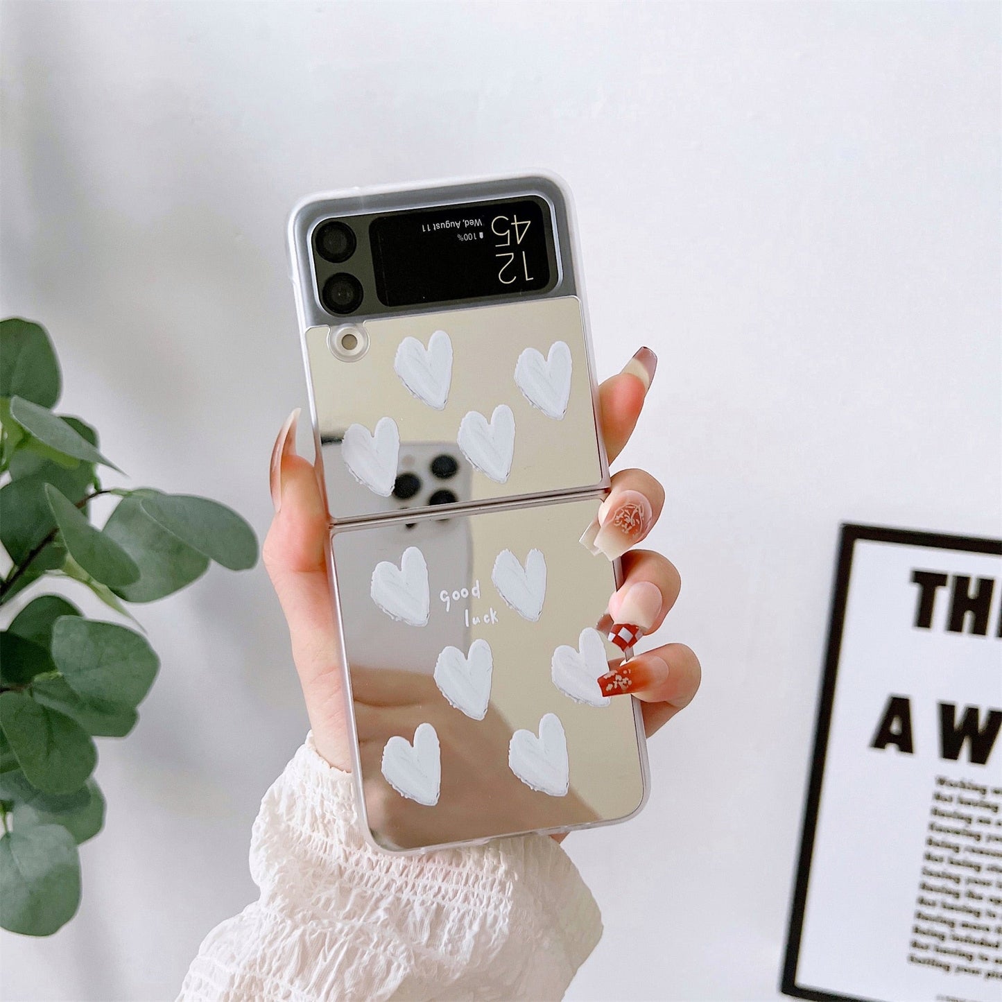 Luxury White Heart Mirror Case for Samsung Galaxy Z Flip Series