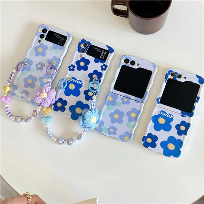 Cute Blue Flower Case for Samsung Galaxy Z Flip 7 & 6
