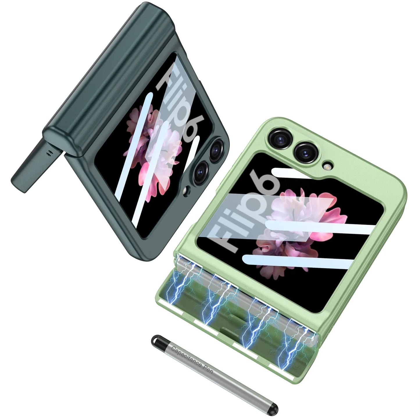 Shockproof Case with Magnetic Hinge Protection and Touch Pen for Samsung Galaxy Z Flip 7 & 6