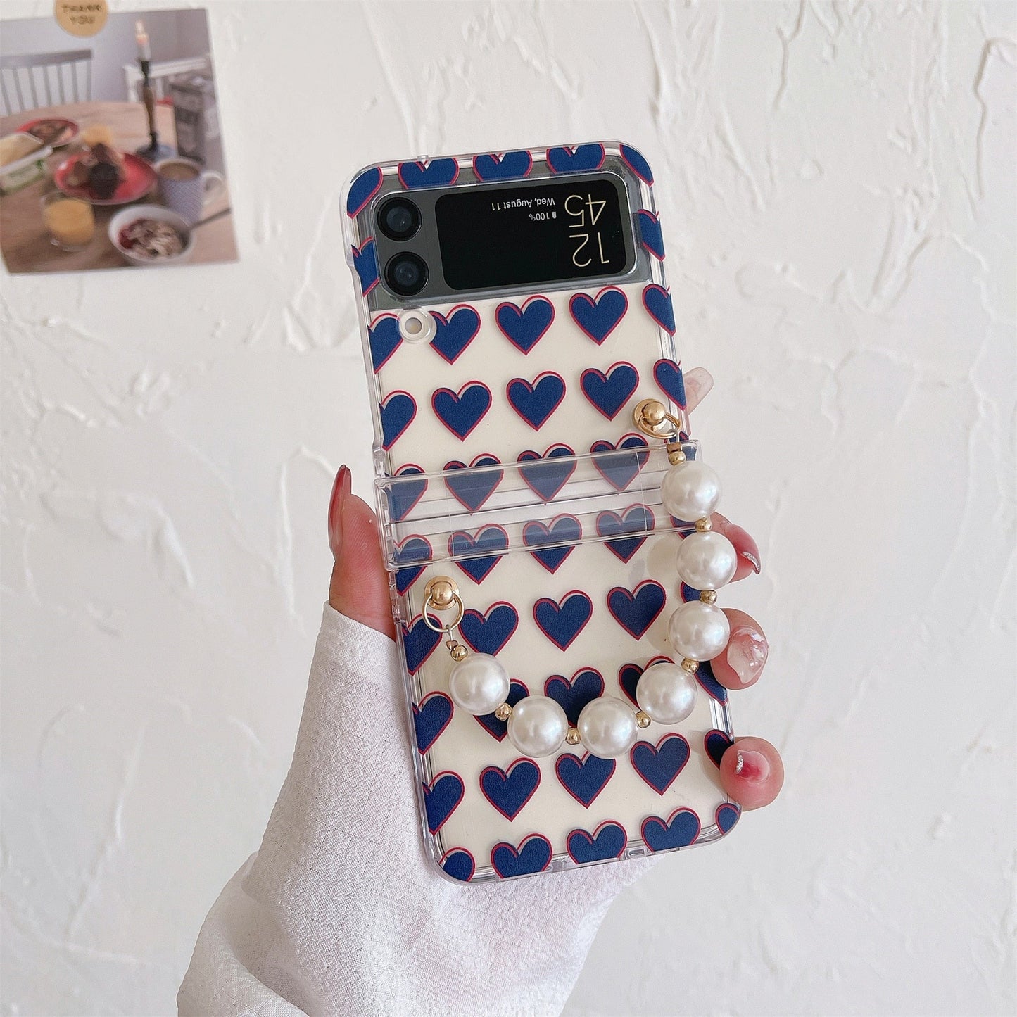 Transparent Case with Pearl Bracelet for Samsung Galaxy Z Flip Series