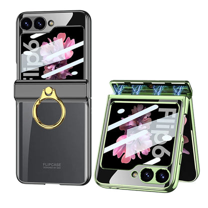 Transparent Case with Magnetic Hinge Protection & Stand for Samsung Galaxy Z Flip Series