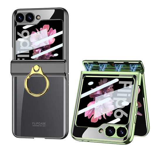 Transparent Case with Magnetic Hinge Protection & Stand for Samsung Galaxy Z Flip Series