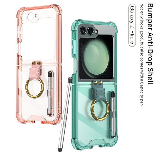 Transparent Shockproof Case with Ring holder for Samsung Galaxy Z Flip
