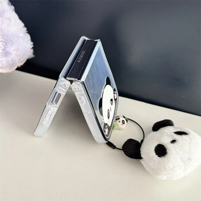 Cute Panda Cat Ears Phone Case for Samsung Galaxy Z Flip 4/5/6/7