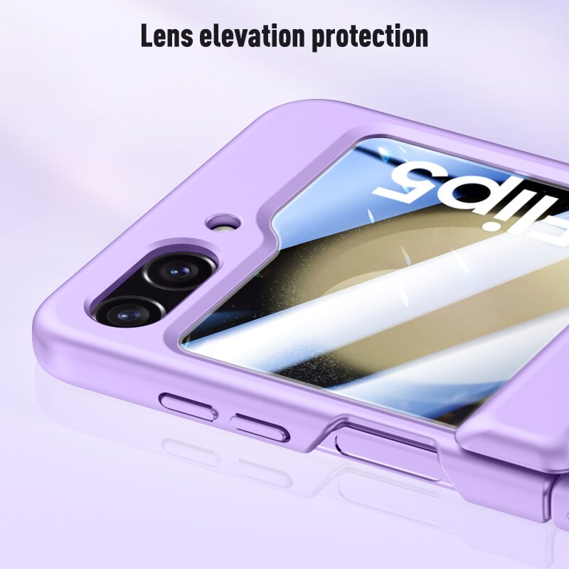 Shockproof Matte Case with Front Screen Glass For Samsung Galaxy Z Flip